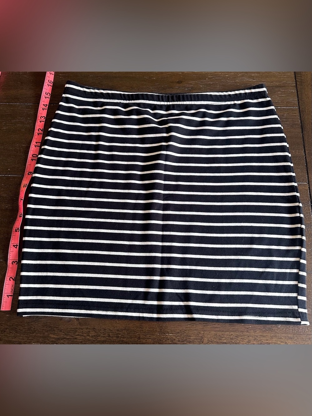 Black White Striped Bodycon Mini Skirt Size Large